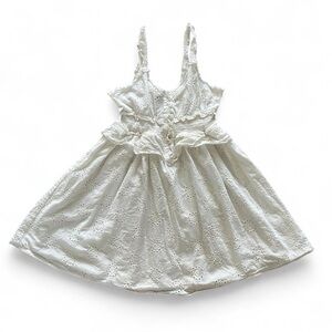 Fab’rik Charming White Romantic Eyelet Lace Doily Mini Dress